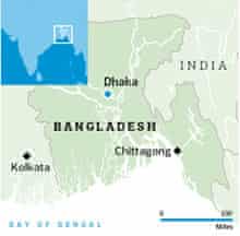 Location of Chittagong in Bangladesh