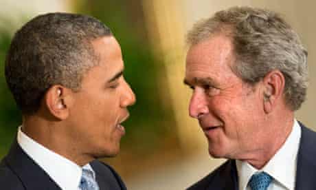 Barack Obama and George W Bush