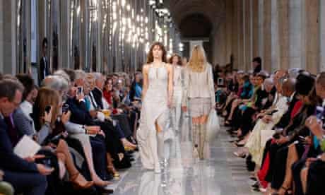 Models present creations from Salvatore Ferragamo Cruise 2013 show at the Louvre museum in Paris