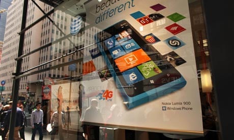 Nokia’s Lumia smartphone, which uses Microsoft software, on sale in New York