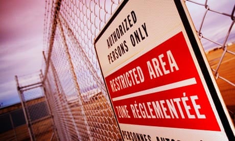 Restricted area sign on Canadian prison fence