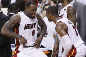 NBA5: Miami Heat small forward LeBron James (6) and shooting guard Dwyane Wade