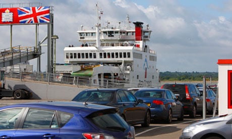 Cars wait to board Isle of Wight ferry
