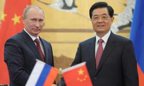 Chinese president Hu Jintao and his Russian counterpart Vladimir Putin