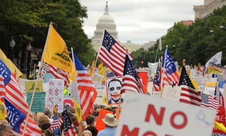 Protesters march against healthcare reform in the US