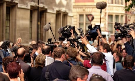 Media scrum in London