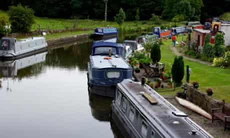 Boats moored at East Marton, North Yorkshire, on the Leeds-Liverpool Canal