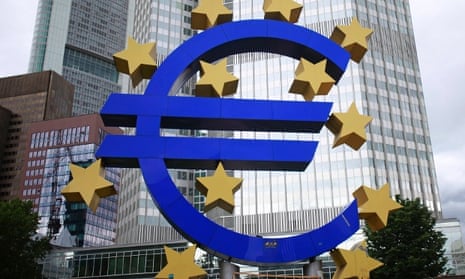 A structure showing the Euro currency sign is seen in front of the European Central Bank (ECB) headquarters in Frankfurt July 11, 2012.