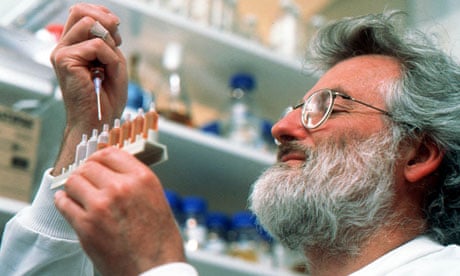 Dr John Sulston, director of the Sanger Centre, at his laboratory in Hinxton, Cambridgshire