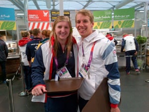Athletes twitter pix: Rebecca Adlington with David Carry in the Olympic village