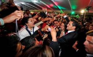Mexico elections: Enrique Pena Nieto celebrates with supporters