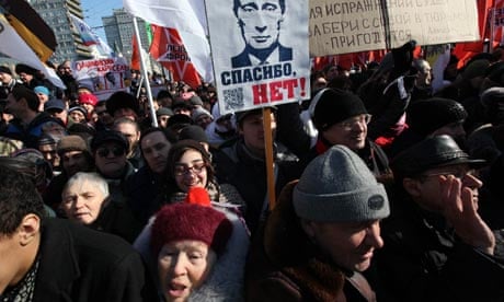 Anti-Putin protesters in Moscow in March