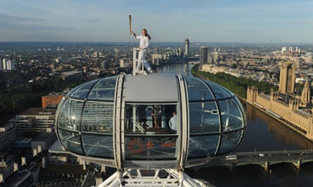 Olympic torch on London Eye