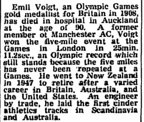 Guardian report of Emil Voigt's death in 1973