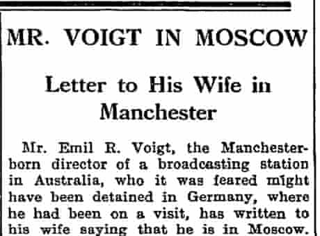 Guardian article on Emil Voigt in 1935