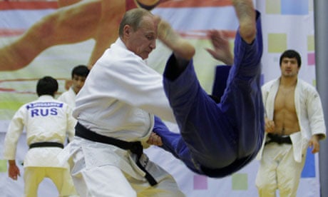 Vladimir Putin takes part in a judo training session on 22 December 2010.