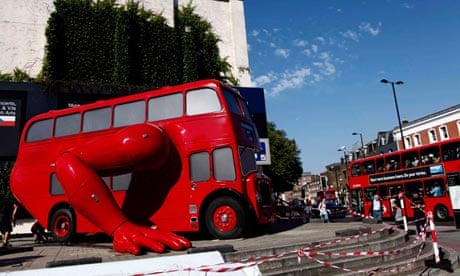 London booster, a London bus that does press-ups designed by Czech artist David Cerny, Olympics