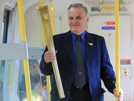The Olympic torch inside a special tube train on 24 July 2012. Photograph: Gareth Fuller/Locog/PA