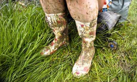 muddy boots at a festival