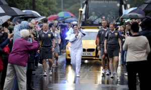 The Olympic torch travelling through Colchester on 6 July 2012.