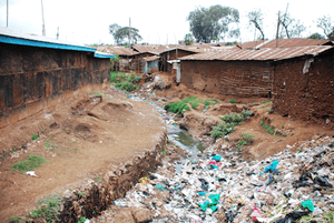 Waste gully in Kibera