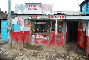 A butcher's shop in Kibera