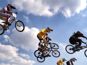 The Women's BMX semi-final took place in brillant sunny conditions