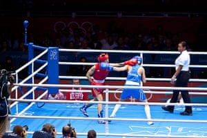 Boxing: Ren Cancan of China in Red and Elena Savelyeva of Russia in Blue
