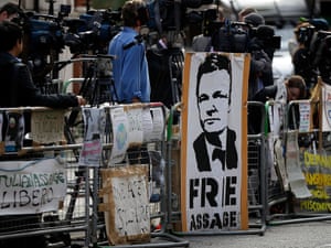 Press and media gather outside the Ecuadorean embassy, where Julian Assange, founder of WikiLeaks, is staying