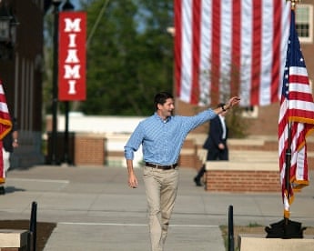 Paul Ryan in Ohio in front of US flag