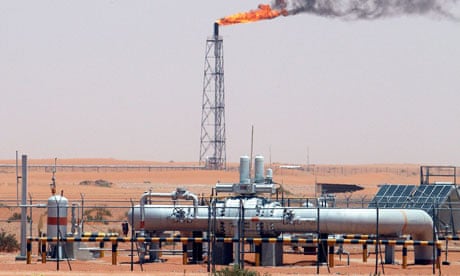 Saudi Aramco facilities in the desert at Khurais oil field