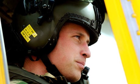 Prince William pilots a Sea King helicopter during a training exercise