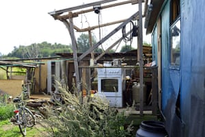 Wagenburg settlement: A cooker outside one of the sheds