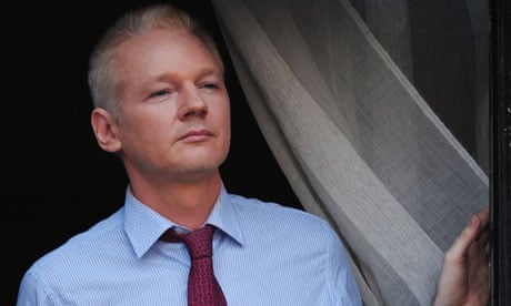 WikiLeaks founder Julian Assange on the balcony of the Ecuadorian embassy in London on Sunday
