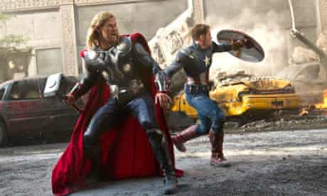 Chris Hemsworth and Chris Evans in Avengers Assemble