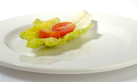 Lettuce leaf and tomato on a plate