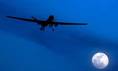 A drone flies over Kandahar air field