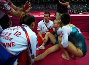 Olympic pain: Elsabeth Black of Canada is injured in the women's gymnastics vault final 