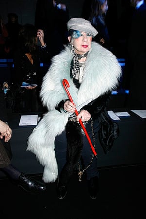 Anna Piaggi: Anna Piaggi attends the Givenchy fall/winter 2007-08 fashion show