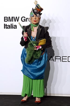 Anna Piaggi: Anna Piaggi at amfAR's Inaugural Milan Fashion Week Event, 2009