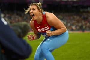 weirdsport: Russia's Evgeniia Kolodko celebrates