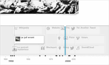 Timeline JS has an elegant zooming mechanic to deal with clustering