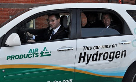 Energy minister Greg Barker during a visit to the US in a car provided to him by Air Products