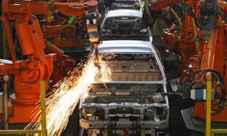 Robots on a Ford car production line