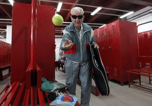 Best of week: Artin Elmayan throws a tennis ball in the locker room