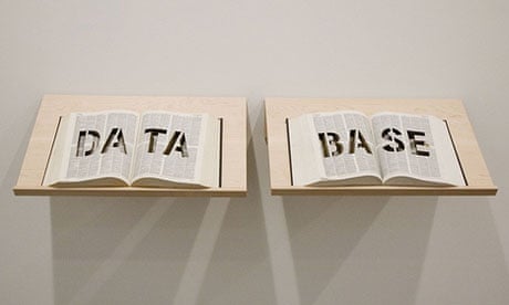 Data Base (sculpture). Words cut into an Oxford English Dictionary using a laser