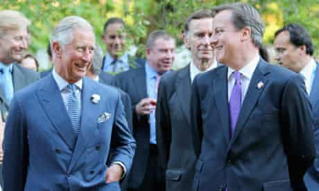 Prince Charles with David Cameron at a reception in Clarence House