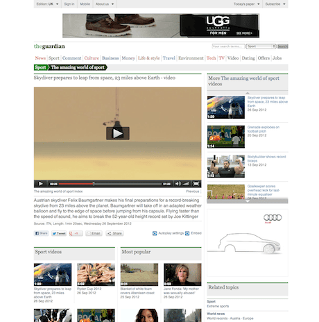 The redesigned video page as it looks today