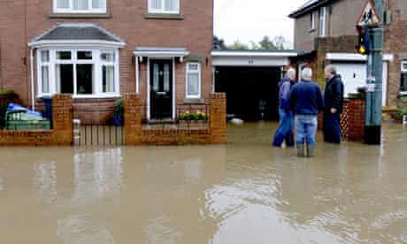 Flooded houses in Morpeth 
