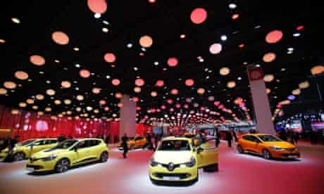 New Renault Clios on display during the press day at the Paris Auto Show.